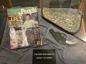 The prop gun used to shoot J.R. Ewing on "Dallas," on display at Southfork Ranch. 