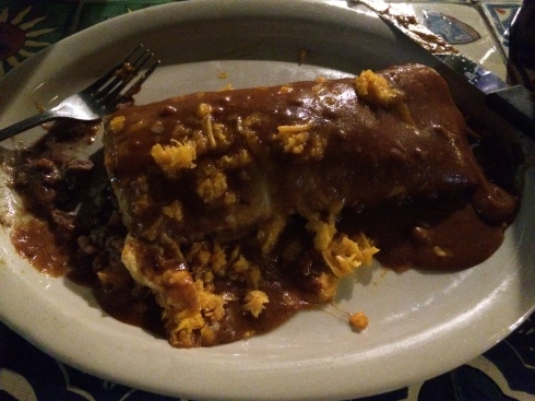 The giant carne guisada burrito I had on the Riverwalk in San Antonio, TX.
